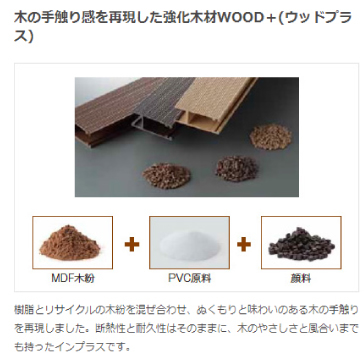 木の手触り感を再現した強化木材WOOD+（ウッドプラス）